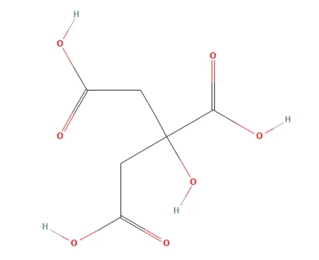 Figure 2. The chemical structure of citric acid (image adapted from PubChem)